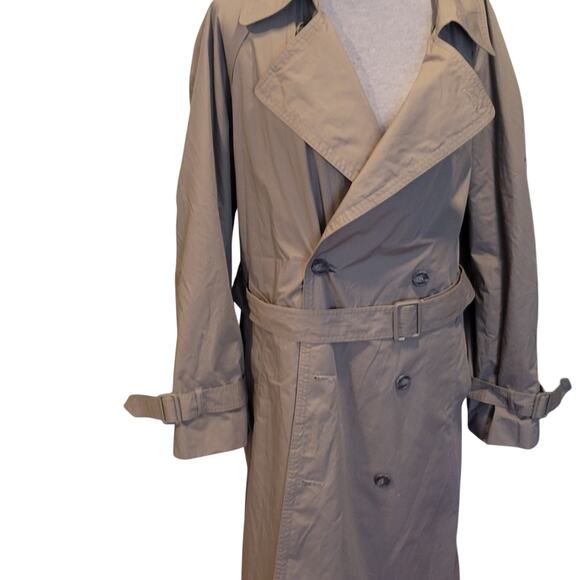 London‎ Fog Dark Tan Men Trench Coat 42 Regular Spy Academia Old Money - Picture 1 of 8